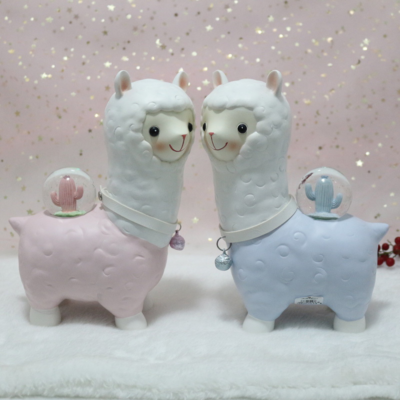 萌二驼小灯创意存钱罐摆件家居摆件桌面装饰学生情侣礼品1073羊驼|ru