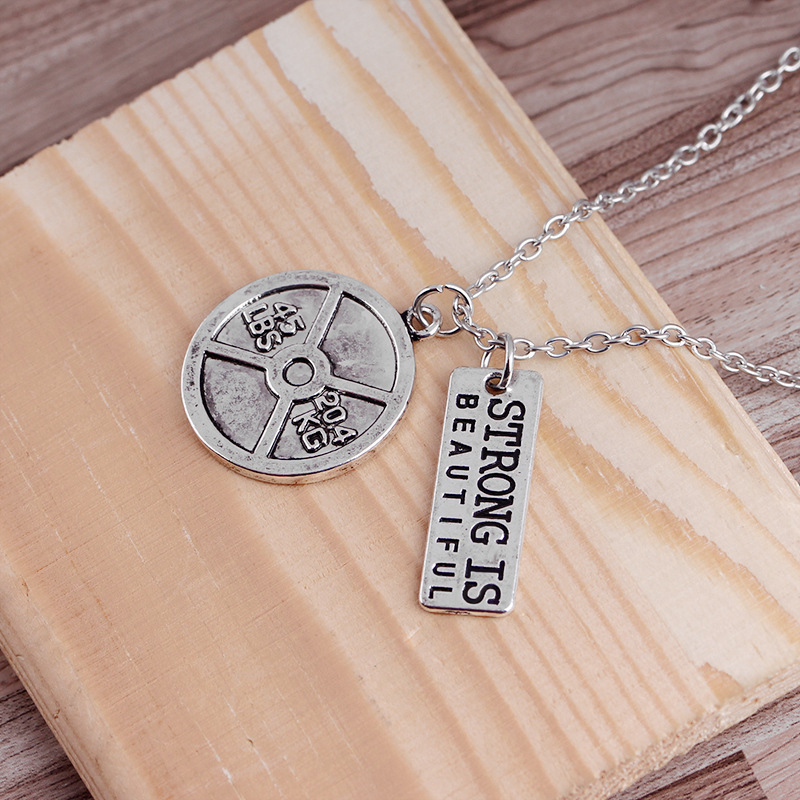 New fashion Weakness is a choice English alphabet small kettlebell necklace nihaojewelry wholesale