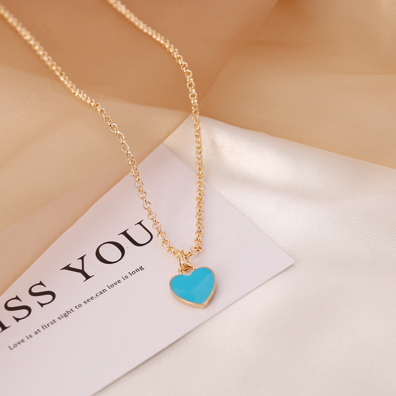 fashion love double-sided dripping oil necklace