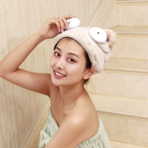 Thickened coral velvet super absorbent cute animal cartoon hair drying cap quick-drying hair turban manufacturer wholesale