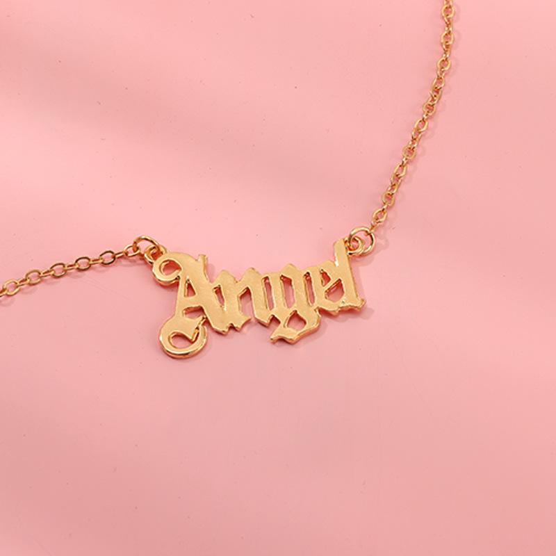 Fashion simple wind letter Angel necklace popular personality angel clavicle chain