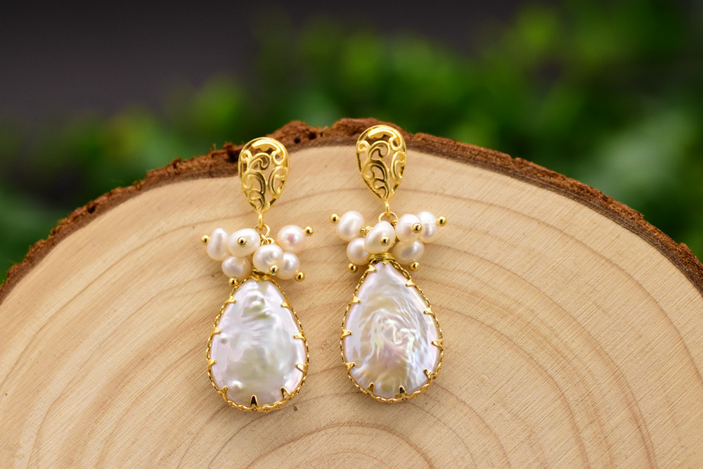 Simple Style Water Droplets Pearl Inlay Pearl Drop Earrings 1 Pair display picture 2