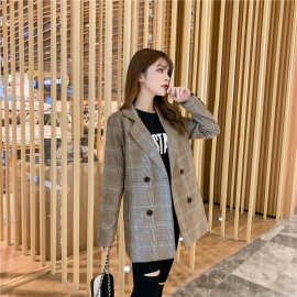 格子小西装外套女秋2020新款韩版学生休闲复古西服上衣女装