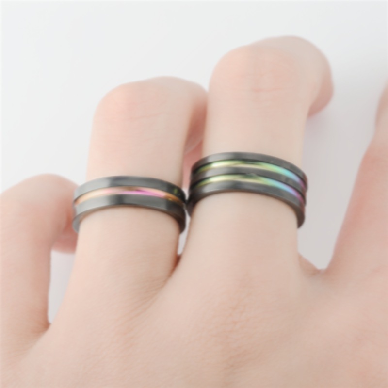 Wholesale Fashion Titanium Steel Contrast Color Ring Nihaojewelry display picture 1