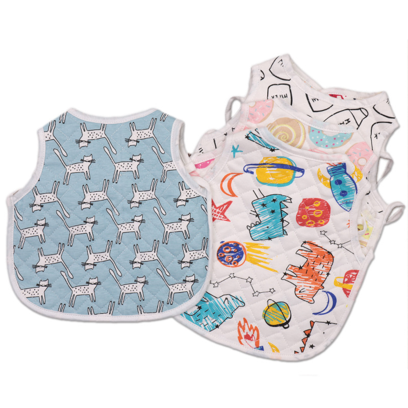 宝宝大号3层背心围嘴双面卡通防脏系带反穿口水巾婴儿幼儿围兜