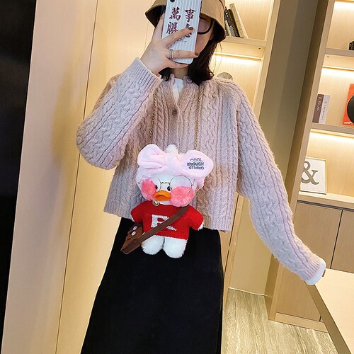 Cartoon Plush Bag for Women, Cute Hyaluronic Acid Duck Mascot Bag, Korean Version Ins Chain Single Shoulder Crossbody Bag
