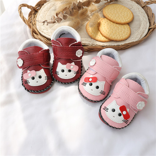 Hansheng baby shoes 0-1 years old spring and autumn rubber sole non-slip toddler shoes soft sole male and female baby cartoon non-falling shoes