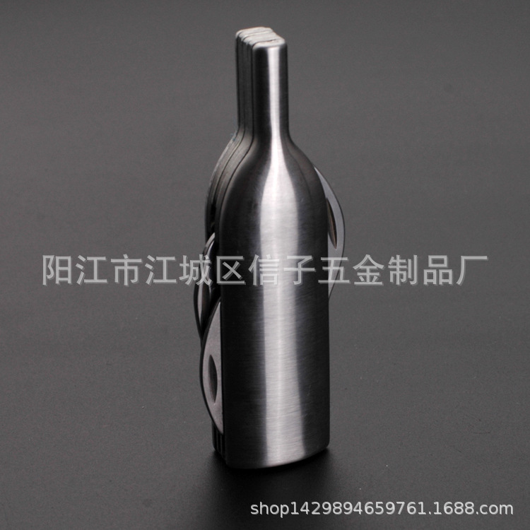 红酒瓶形 户外开瓶器 电咏钢柄四开多功能不锈钢小刀多功能开瓶器