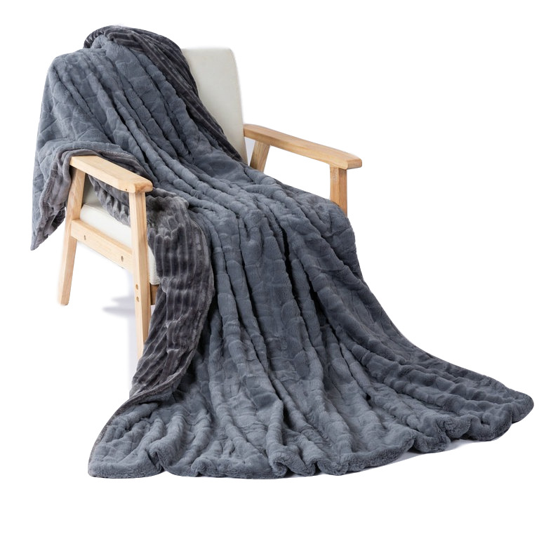 跨境專供速賣通雙層加厚仿兔毛法蘭絨抽條小毛毯子pv絨爆款