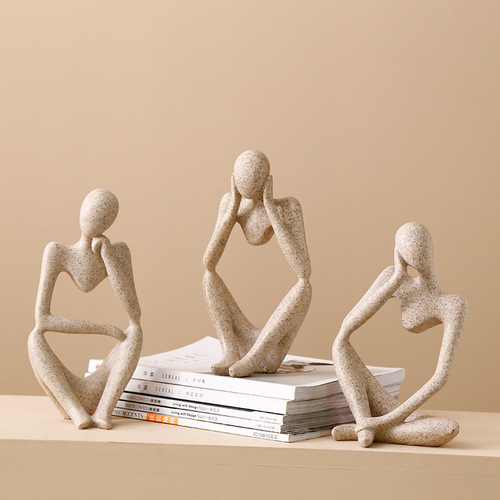Nordic creative bookshelf home decor personal sculpture furniture living room office sandstone abstract figurine ornament
