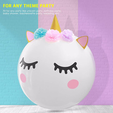 网红新款3D独角兽气球 独角兽睫毛贴纸 波波球生日婚礼派对装饰