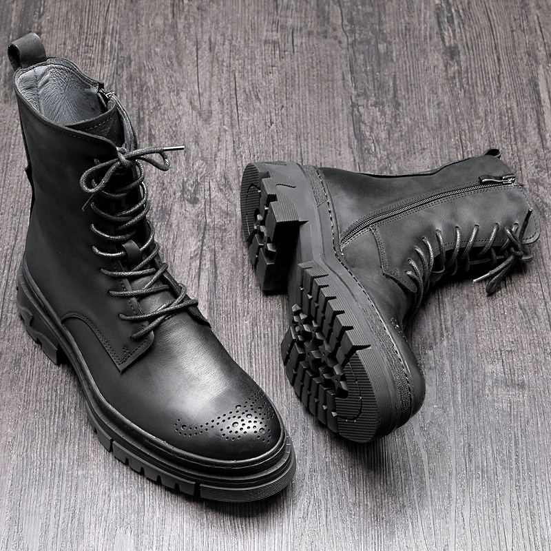 Daifa, новые стильные ботинки Martin из средней воловьей кожи, мужские высокие кожаные ботинки, британская Рабочая одежда из натуральной кожи, мужские военные ботинки, мотоциклетные ботинки