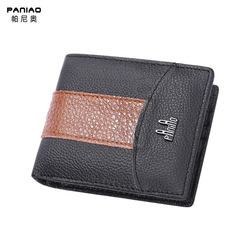 新款男士真牛皮钱包复古休闲包时尚短款钱包商务多卡位钱夹厂家批|ms