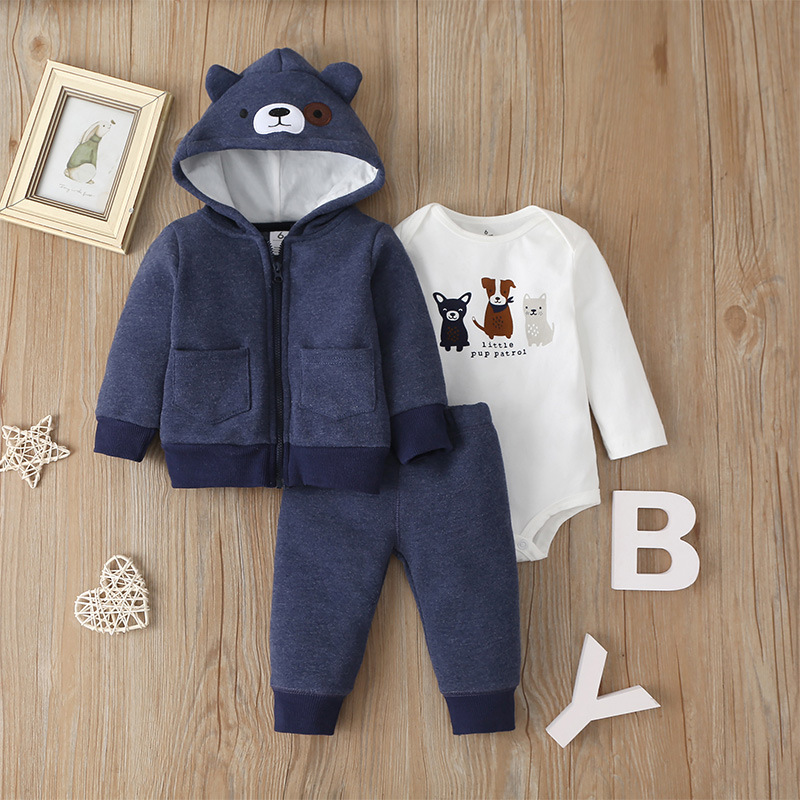 Baby Long-sleeved Hooded Sweater Three-piece Suits display picture 6