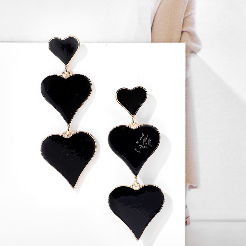 Exaggerated Personality Dripping Three-layer Peach Heart Love Long Earrings display picture 8