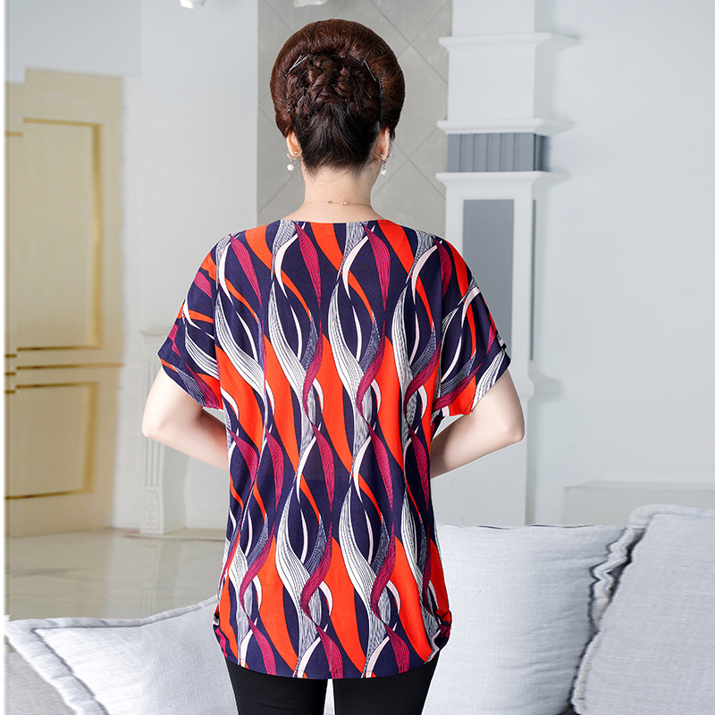 Summer Short Sleeve Middle-Aged Women'S Fat Mother Plus Size Top T-Shirt