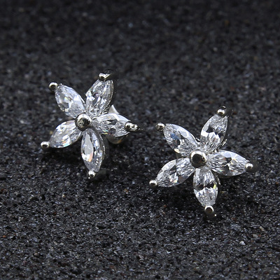 钛金屬防過敏醫用歐美钛鋼埋釘锆石紫金花埋釘首飾品皮膚穿刺飾品