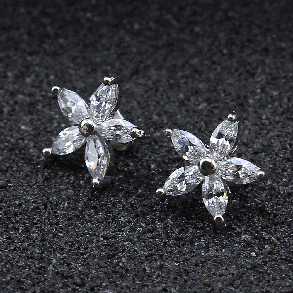 钛金屬防過敏醫用歐美钛鋼埋釘锆石紫金花埋釘首飾品皮膚穿刺飾品