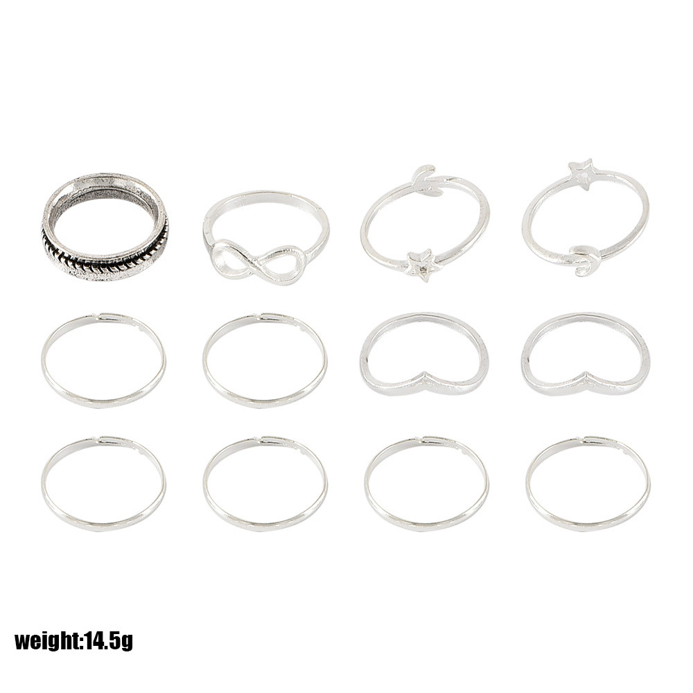 8-stelliger Damen-ringsatz Im Antiken Silber Im Böhmischen Ethnischen Stil display picture 6