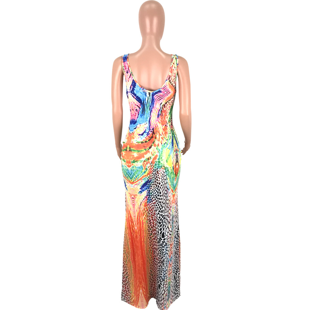 Tie Dye Print Maxi Dresses Summer Women Multi Scoop Neck Sleeveless ...