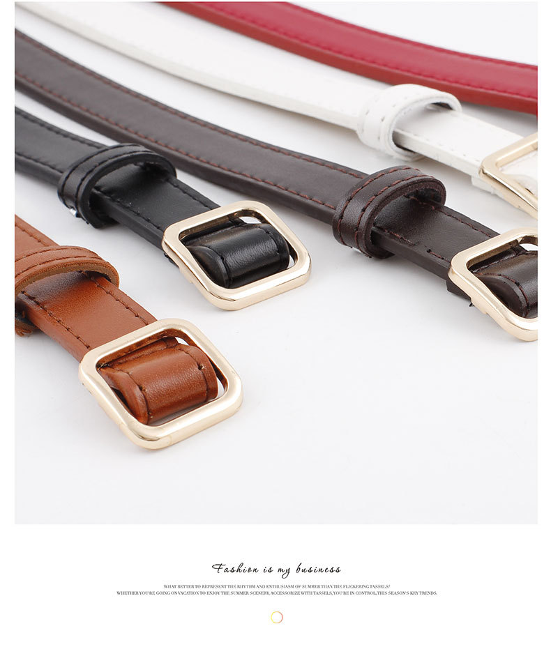 New Square Buckle Ladies Small Belt Wild Fashion Needle-free Punch-free Thin Belt Women display picture 9