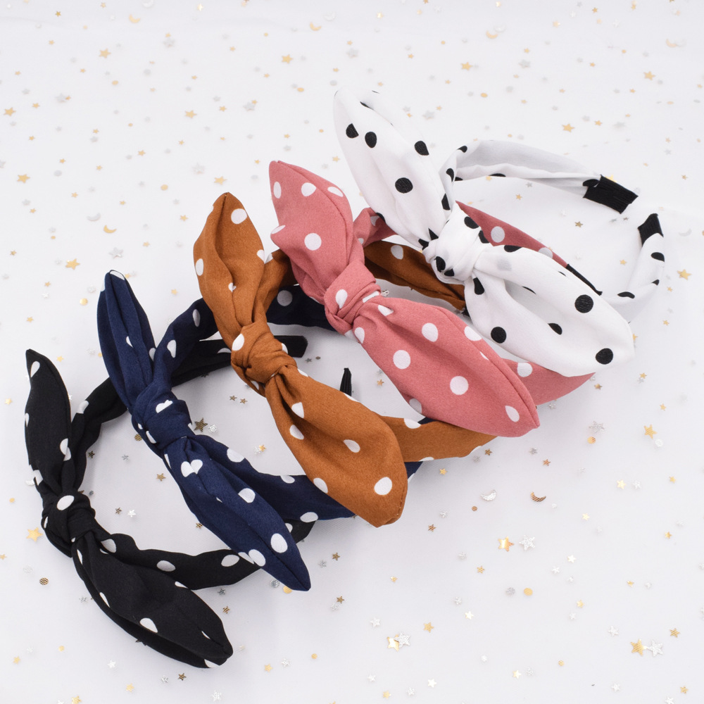 Fashion Spotted Cross  Simple Fabric Wide-sided Knotted Headband Wholesale display picture 2