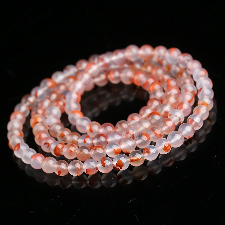 Rosary with round beads, organic agate bracelet