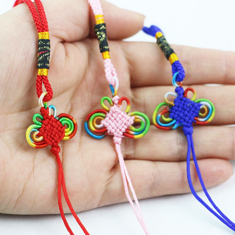 Multicolored Mini Chinese knot colour Jade Line Summary manual weave Mobile phone strap bookmark parts Accessories