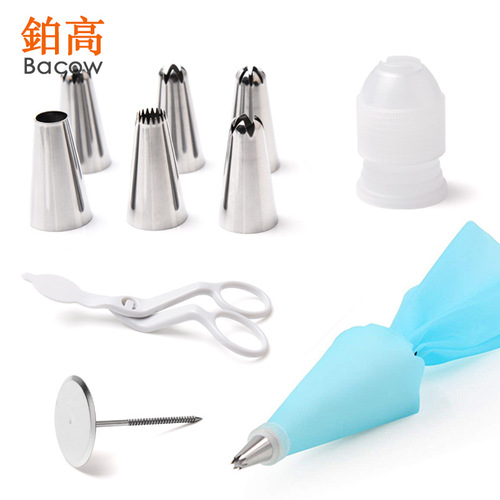 Set of 10 Flowering Tips, Stainless Steel Flowering Tips Cream Bags, Flowering Nail Mobile Cutting Converter Tool