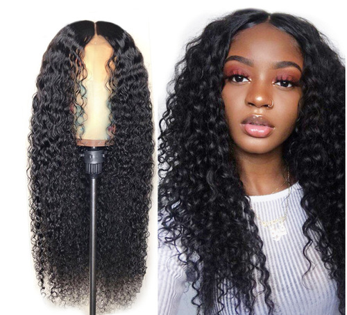 Female African small curly long curly natural black small curly chemical fiber wig cover