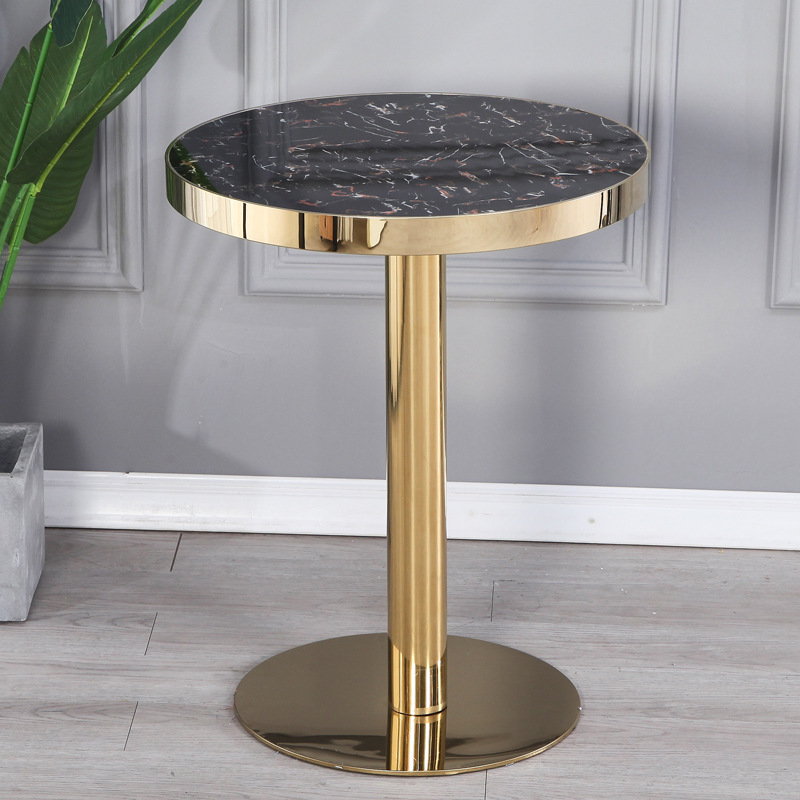 不锈钢仿大理石餐桌餐桌椅组合简约奶茶店桌椅轻奢餐桌咖啡桌|ru