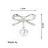 Brooch from pearl with bow, clothing, protective underware, pin lapel pin, Korean style, simple and elegant design, clips included