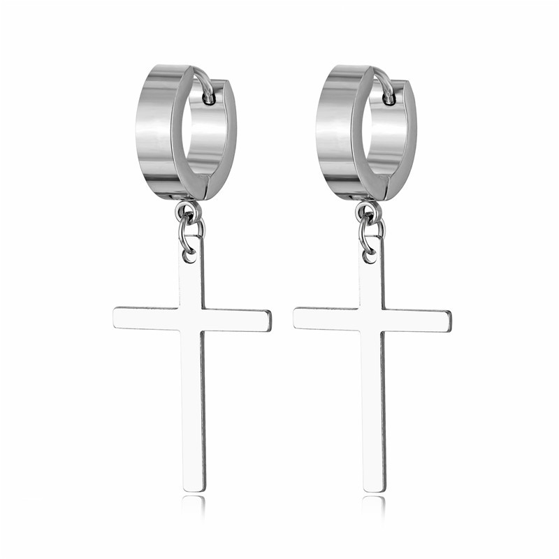 Fashion Cross Titanium Steel Plating Dangling Earrings 1 Piece display picture 6