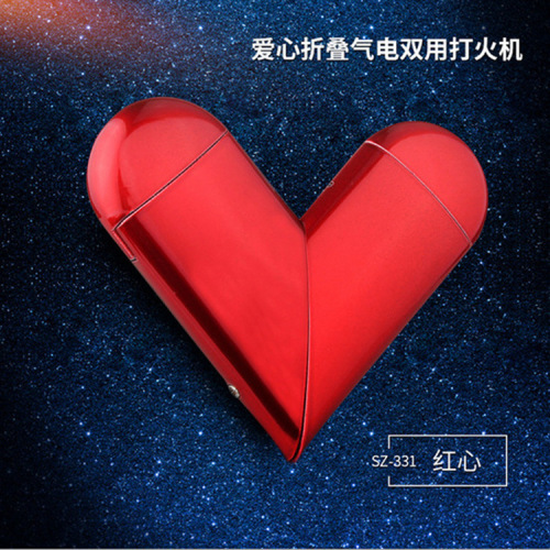 TAOXIN love usb rechargeable lighter peach heart gas and electric hybrid dual-use electronic cigarette lighter private customization