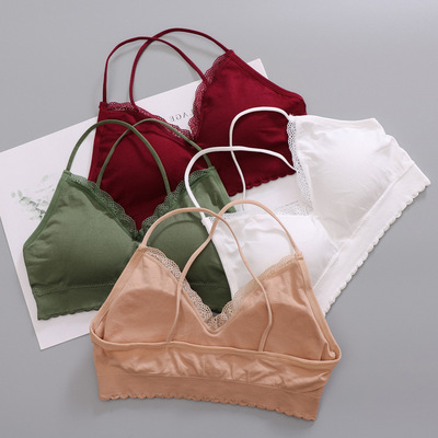 2019新款无缝吊带美背裹胸蕾丝花边无钢圈内衣厂家批发网络爆款