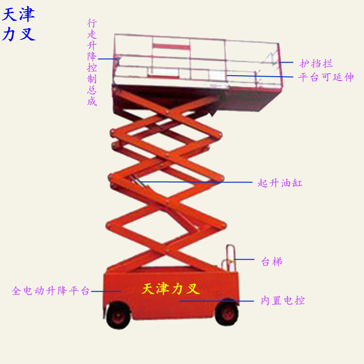 供应平台延伸式电动升降机 剪叉式升降平台 载人装卸堆高作业机