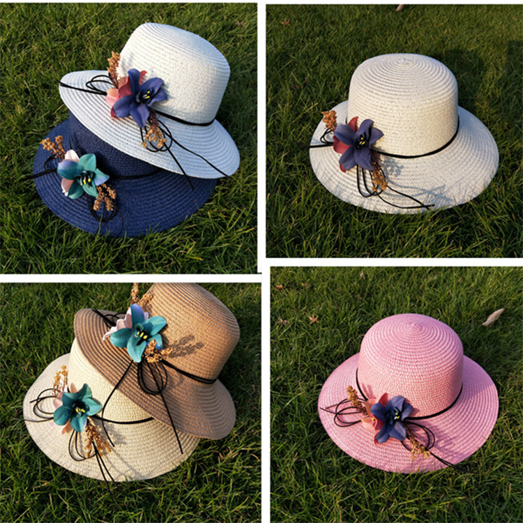 新款大沿草帽防晒遮阳帽夏季海边可折叠休闲百搭女士沙滩帽子厂家|ru