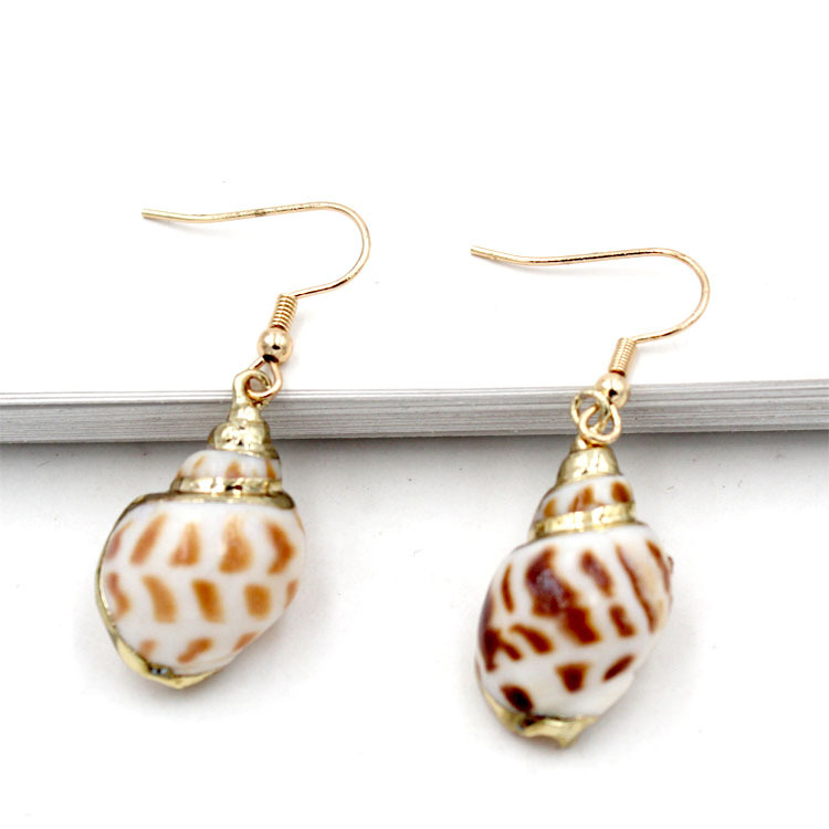 跨境专供欧美爆款贝壳海螺耳饰天然贝壳耳环厂家直销