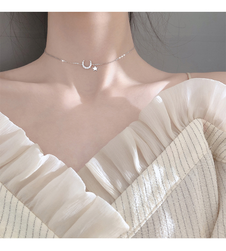 Silver Star Moon Necklace