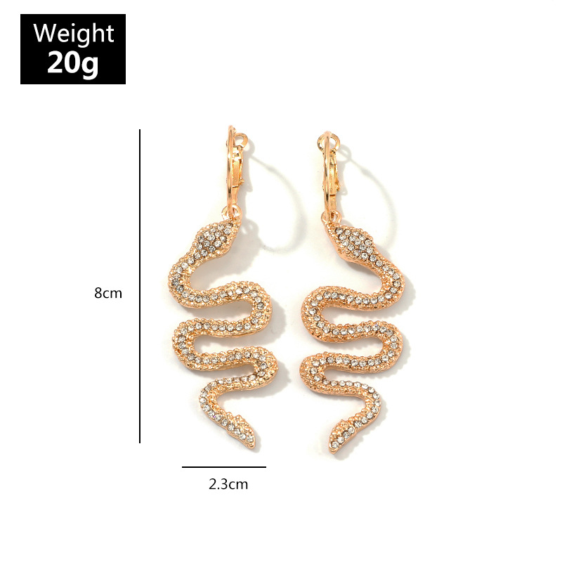 Fashion Jewelry Exaggerated Fashion Metal Diamond Snake Element Earrings Personality Wild Metal Earrings Wholesale Nihaojewelry display picture 17