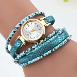 韩版时尚绕圈绕绳女士手表 七彩编织手镯手链表休闲学生石英腕表