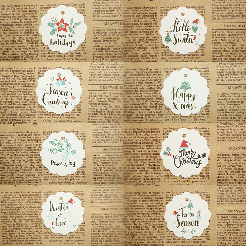 跨境套装组合圣诞节装饰吊牌彩色标签配麻绳厂家直销