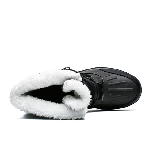 Winter Plus Size Fleece High-Quality Cotton Shoes, Fashionable High-Top Warm Men's Boots Snow Boots Outdoor Casual Shoes for Men