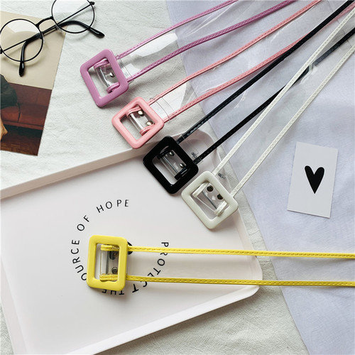 New transparent belt square buckle belt for women jelly PVC women's Korean all-match pants belt quick release