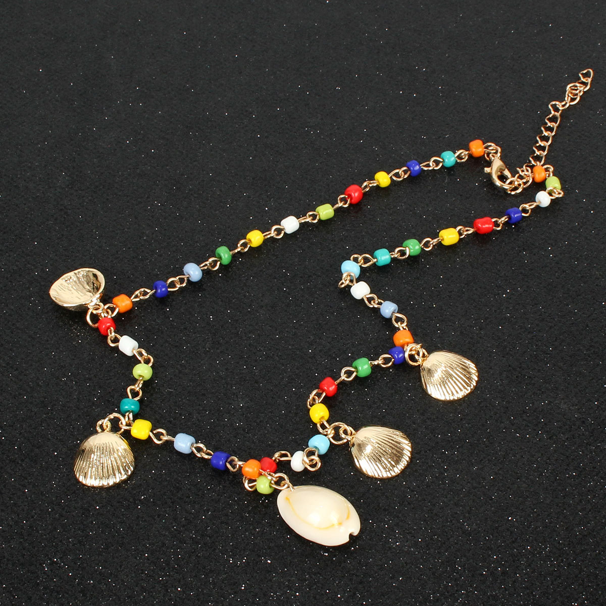 Simple Personality Star Colored Rice Beads Moon Pendant Necklace Women display picture 11