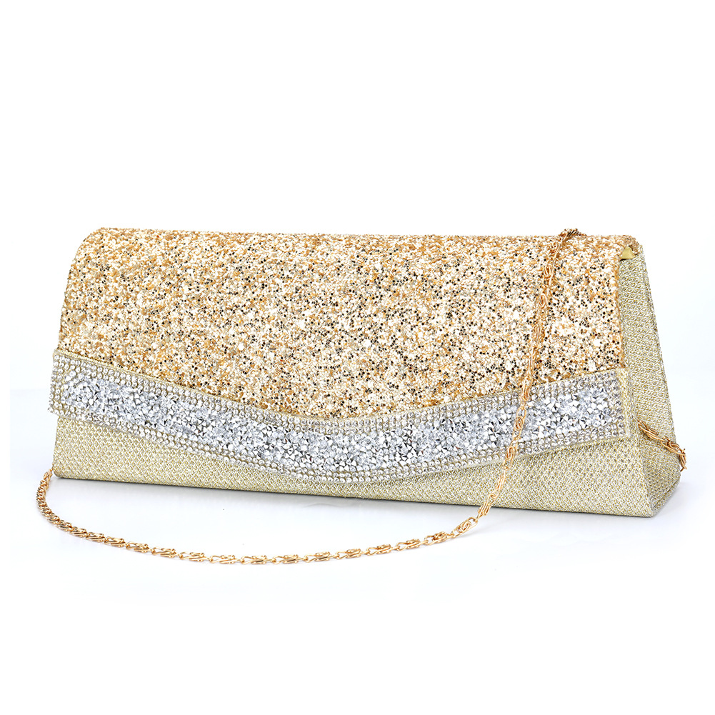 Nueva mujer europea y americana simple noche bolsa costura material diamante-incrustado brillante embrague bolsa crossbody bolsa 1602