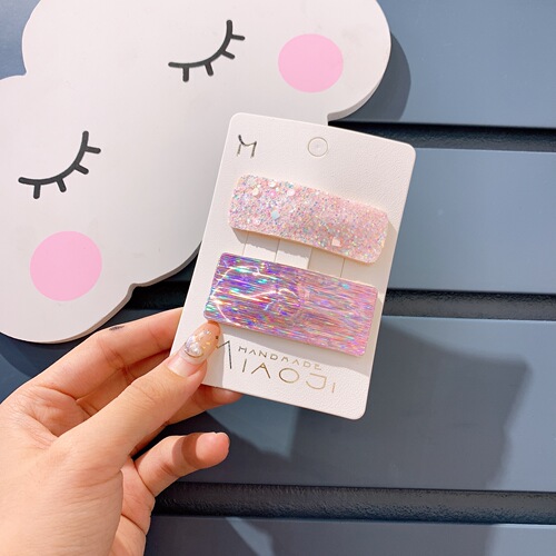 New laser sequin fluorescent color square children's BB clip Liuhai clip hair accessories headwear