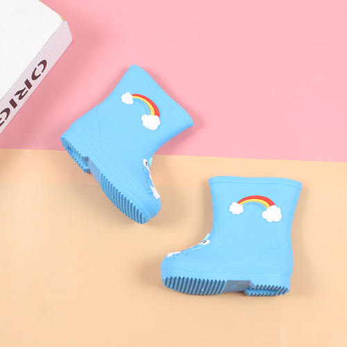 Helesha New Four Seasons Children's Rainbow Pony Rain Boots Boys' and Girls' Cartoon Rain Shoes Waterproof Mid-Calf Water Boots