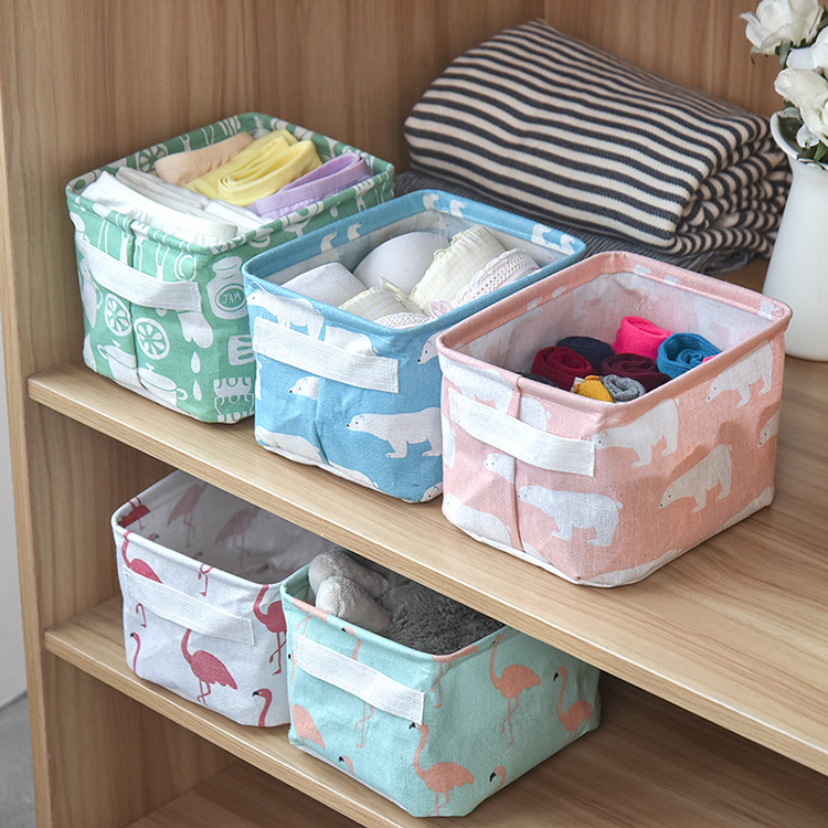 Description Picture 3 of itemCube Folding Fabric Storage Basket Desktop Organizers Makeup Storage Boxes Mini Home Office Organizers for Sundries Organizer