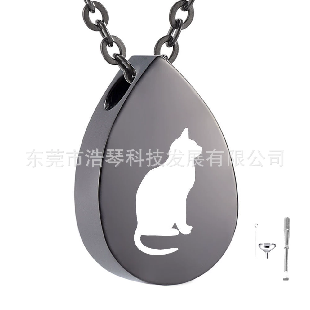 Трансграничная поставка ожерелье из пепла для домашних животных в форме капли кошка может открыть кулон с пеплом персонализированный флакон духов